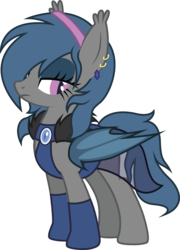 Size: 2132x2969 | Tagged: safe, artist:duskthebatpack, oc, oc only, oc:river rhythm, bat pony, pony, belly dancer, clothes, earring, female, fluffy, hair over one eye, hairband, mare, piercing, simple background, solo, transparent background, vector