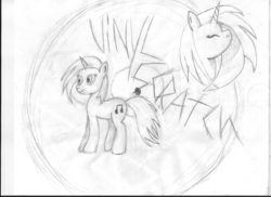 Size: 3507x2550 | Tagged: safe, artist:neonshower, dj pon-3, vinyl scratch, g4, high res, monochrome, pencil drawing, traditional art