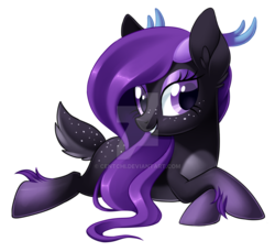 Size: 1024x938 | Tagged: safe, artist:centchi, oc, oc only, oc:nova, deer pony, original species, eyeshadow, freckles, makeup, solo, watermark