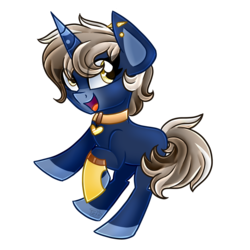 Size: 4000x4000 | Tagged: safe, artist:partypievt, oc, oc only, unnamed oc, pony, unicorn, chibi, clothes, collar, cute, earring, heart, pet tag, piercing, simple background, socks, solo, transparent background, wingding eyes