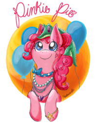 Size: 900x1140 | Tagged: safe, artist:random-gal, gummy, pinkie pie, g4, balloon