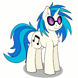 Size: 1280x1280 | Tagged: safe, artist:scramjet747, edit, dj pon-3, vinyl scratch, g4, animated, chest fluff, cute, female, simple background, solo, vinylbetes, white background, wub