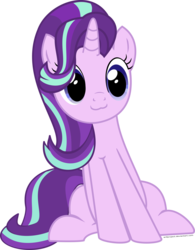 Size: 6000x7683 | Tagged: safe, artist:arifproject, starlight glimmer, pony, unicorn, g4, season 6, :3, absurd resolution, cute, female, glimmerbetes, leaning, mare, new hairstyle, simple background, sitting, sitting catface meme, smiling, solo, transparent background, vector