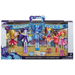 Size: 600x600 | Tagged: safe, applejack, fluttershy, princess luna, rarity, vice principal luna, equestria girls, g4, my little pony equestria girls: friendship games, doll, female, irl, photo, toy