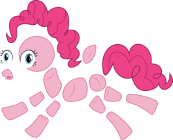 Size: 2250x1825 | Tagged: safe, artist:bluetech, pinkie pie, earth pony, pony, g4, the one where pinkie pie knows, .svg available, disintegration, female, inkscape, modular, pinkie being pinkie, pinkie physics, pinkie pieces, simple background, solo, transparent background, vector