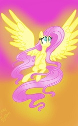 Size: 800x1280 | Tagged: safe, artist:samnightmare, fluttershy, g4, airborne, female, flying, looking up, solo, spread wings, windswept hair