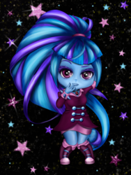 Size: 1884x2500 | Tagged: safe, artist:chocone, artist:klrskonk, sonata dusk, equestria girls, g4, chibi, female, looking at you, solo