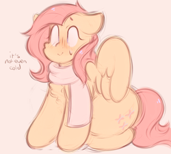 Size: 657x594 | Tagged: safe, artist:toroitimu, fluttershy, g4, chest fluff, clothes, female, scarf, solo