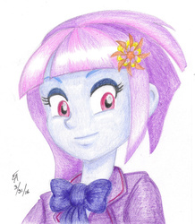 Size: 800x917 | Tagged: safe, artist:mayorlight, sunny flare, equestria girls, g4, my little pony equestria girls: friendship games, bust, colored pencil drawing, female, portrait, solo, traditional art