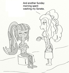 Size: 466x492 | Tagged: safe, artist:zero, adagio dazzle, sonata dusk, g4, monochrome, mud