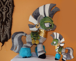 Size: 1600x1279 | Tagged: safe, artist:epicrainbowcrafts, zecora, zebra, g4, alternate timeline, chrysalis resistance timeline, irl, mask, photo, plushie, resistance leader zecora, saddle bag, solo