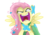 Size: 3311x2339 | Tagged: safe, artist:kehrminator, fluttershy, g4, the best night ever, clothes, dishevelled, dress, female, gala dress, high res, looking at you, screaming, simple background, solo, spread wings, transparent background, vector, you're going to love me