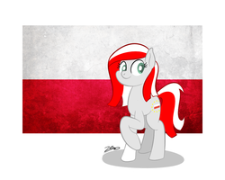 Size: 1000x800 | Tagged: safe, artist:soulfulmirror, oc, oc only, earth pony, pony, european union, female, flag, mare, nation ponies, poland, ponified, solo