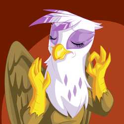 Size: 1600x1600 | Tagged: safe, artist:mysticalpha, gilda, griffon, g4, commission, eyes closed, female, frown, meme, pacha, solo, the emperor's new groove, when x just right