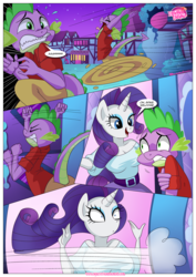 Size: 1200x1696 | Tagged: safe, artist:bbmbbf, rarity, spike, anthro, comic:how to discipline your dragon, equestria untamed, g4, big breasts, breasts, comic, female, gotta go fast, male, older, older spike, palcomix, sonic the hedgehog, sonic the hedgehog (series), teenage spike, teenager