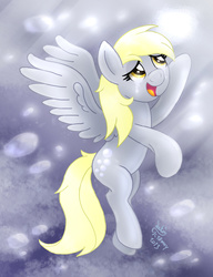 Size: 920x1200 | Tagged: safe, artist:joakaha, derpy hooves, pegasus, pony, g4, bubble, crying, female, mare, solo, tears of joy