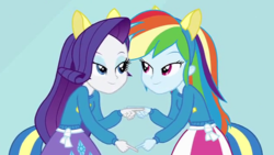 Size: 640x360 | Tagged: safe, screencap, rainbow dash, rarity, equestria girls, g4, cropped, female