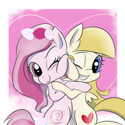 Size: 1200x1200 | Tagged: safe, artist:vincentjiang0v0, oc, oc only, oc:heart stabber, oc:rose pony, hug