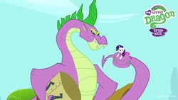 Size: 800x450 | Tagged: safe, screencap, rarity, spike, g4, official, secret of my excess, facebook, my little dragon