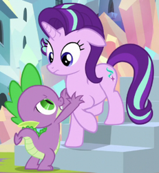Size: 386x418 | Tagged: safe, screencap, spike, starlight glimmer, g4, the crystalling