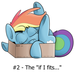 Size: 1014x977 | Tagged: dead source, safe, artist:jittery-the-dragon, rainbow dash, pony, g4, box, eyes closed, female, flexible, pony in a box, prone, simple background, sleeping, sleepy pony positions, solo, transparent background, underhoof