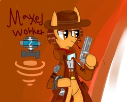 Size: 1024x819 | Tagged: safe, oc, oc only, cowboy, gun, male, smuggler, solo, weapon