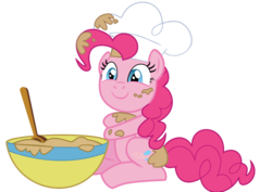 Size: 2105x1488 | Tagged: safe, artist:kehrminator, pinkie pie, earth pony, pony, g4, batter, chef's hat, female, food, hat, simple background, solo, transparent background, vector