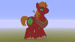 Size: 1920x1080 | Tagged: safe, big macintosh, earth pony, pony, g4, game screencap, male, minecraft, minecraft pixel art, pixel art, solo, stallion