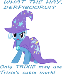 Size: 6000x6983 | Tagged: safe, artist:eagle1division, trixie, pony, unicorn, derpibooru, g4, absurd resolution, angry, dialogue, female, looking at you, mare, meta, simple background, solo, transparent background, vector