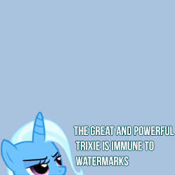 Size: 249x250 | Tagged: safe, trixie, pony, unicorn, g4, april fools, derpibooru premium, female, mare, text, wat