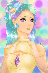 Size: 675x1012 | Tagged: safe, artist:nevera573, princess celestia, human, g4, clothes, dress, female, humanized, solo