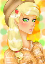 Size: 675x954 | Tagged: safe, artist:nevera573, applejack, human, g4, female, humanized, solo