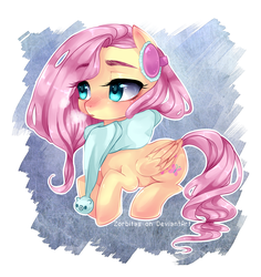Size: 2168x2301 | Tagged: safe, artist:zorbitas, fluttershy, g4, clothes, earmuffs, female, high res, scarf, solo