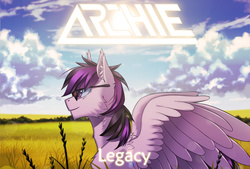 Size: 1598x1080 | Tagged: safe, artist:margony, oc, oc only, oc:archie, archie v, glare, logo, solo, sunglasses