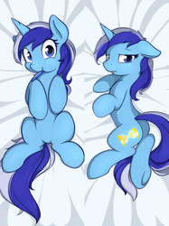 Size: 800x1067 | Tagged: safe, artist:theparagon, minuette, pony, unicorn, g4, adorasexy, bedroom eyes, body pillow, body pillow design, butt, cute, female, lip bite, looking at you, minu-ass, mouth hold, plot, sexy, solo, stupid sexy minuette, sultry pose, tail, tail aside, toothbrush