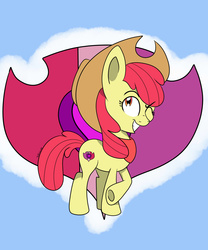 Size: 2500x3000 | Tagged: safe, artist:theartistsora, apple bloom, earth pony, pony, g4, bandana, cutie mark, female, filly, hat, high res, smiling, solo, the cmc's cutie marks