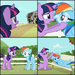 Size: 1773x1773 | Tagged: safe, edit, edited screencap, screencap, rainbow dash, twilight sparkle, g4, lesson zero, loss (meme), meta