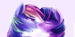 Size: 1024x511 | Tagged: safe, artist:tangomangoes, rainbow dash, twilight sparkle, g4, female, imminent kissing, lesbian, ship:twidash, shipping