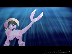 Size: 2048x1536 | Tagged: safe, artist:rotoalma, original species, shark, shark pony, ocean, solo, underwater, water