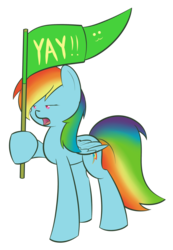 Size: 1024x1484 | Tagged: safe, artist:dusthiel, rainbow dash, g4, female, flag, hoof hold, simple background, solo, transparent background, yay