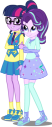 Size: 2400x5750 | Tagged: safe, artist:ggalleonalliance, artist:osipush, artist:steampunksalutation, sci-twi, starlight glimmer, twilight sparkle, equestria girls, g4, alternate clothes, clothes, counterparts, embarrassed, equestria girls-ified, female, glasses, holding hands, lesbian, school uniform, scitwistarlight, ship:twistarlight, shipping, simple background, skirt, sunset's counterparts, transparent background, twilight's counterparts, wondercolts, wondercolts uniform