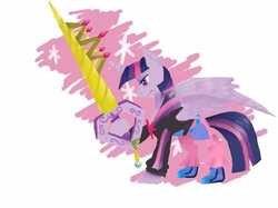 Size: 552x413 | Tagged: useless source url, safe, artist:the_missing_garde, derpibooru exclusive, twilight sparkle, alicorn, pony, g4, clothes, crossover, dexterous hooves, disney, female, hoof hold, keyblade, kingdom hearts, mare, sad face, solo, twilight sparkle (alicorn)