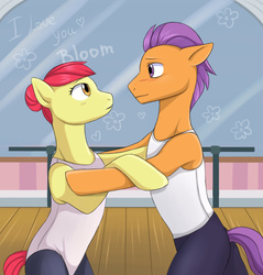 Size: 662x692 | Tagged: safe, artist:zacepka, apple bloom, tender taps, earth pony, pony, g4, on your marks, ballet, bipedal, dancing, female, leotard, male, mare, older, older apple bloom, older tender taps, shipping, stallion, straight, sweet dreams fuel, tenderbloom