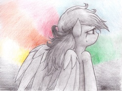 Size: 1024x768 | Tagged: safe, artist:dkoshino, rainbow dash, g4, crying, female, pencil drawing, solo, traditional art