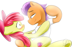 Size: 2300x1500 | Tagged: safe, artist:phuocthiencreation, apple bloom, tender taps, g4, on your marks, blushing, cutie mark, dancing, female, floppy ears, male, shipping, straight, tenderbloom, the cmc's cutie marks, wide eyes