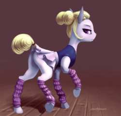 Size: 600x576 | Tagged: safe, artist:oneofyouare, hoofer steps, earth pony, pony, g4, on your marks, butt, clothes, female, mare, plot, skirt, solo, tail, tail wrap