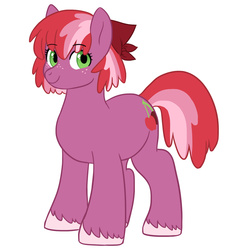 Size: 2000x2100 | Tagged: safe, artist:kianamai, oc, oc only, oc:red june, earth pony, pony, kilalaverse, bandana, chubby, female, high res, mare, next generation, offspring, parent:big macintosh, parent:cheerilee, parents:cheerimac, redesign, simple background, solo, unshorn fetlocks, white background