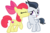 Size: 1078x708 | Tagged: safe, artist:rozyfly10, apple bloom, rumble, earth pony, pegasus, pony, g4, backwards cutie mark, cheek kiss, colt, cutie mark, duo, eyes closed, female, filly, foal, kissing, kissy face, love, male, open mouth, open smile, raised hoof, rumbloom, shipping, simple background, smiling, straight, the cmc's cutie marks, transparent background