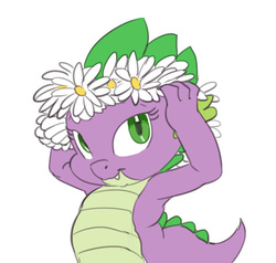 Size: 608x580 | Tagged: safe, artist:carnifex, spike, g4, barb, barbabetes, cute, female, floral head wreath, rule 63, rule63betes, solo