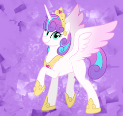 Size: 1024x963 | Tagged: safe, artist:catlover1672, princess flurry heart, g4, blank flank, crown, cute, female, flurrybetes, hoof shoes, looking at you, older, older flurry heart, raised hoof, raised leg, regalia, smiling, solo, spread wings